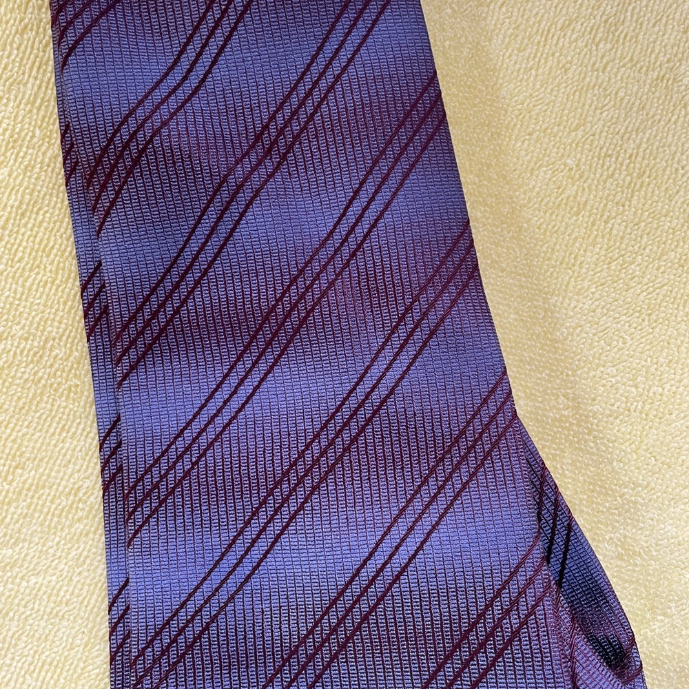 Kenneth Cole Purple and Red Diagonal Striped Tie